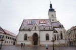 13th Century St. Mark's Church, with tiled Croatian and Zagreb coats of arms on its roof.